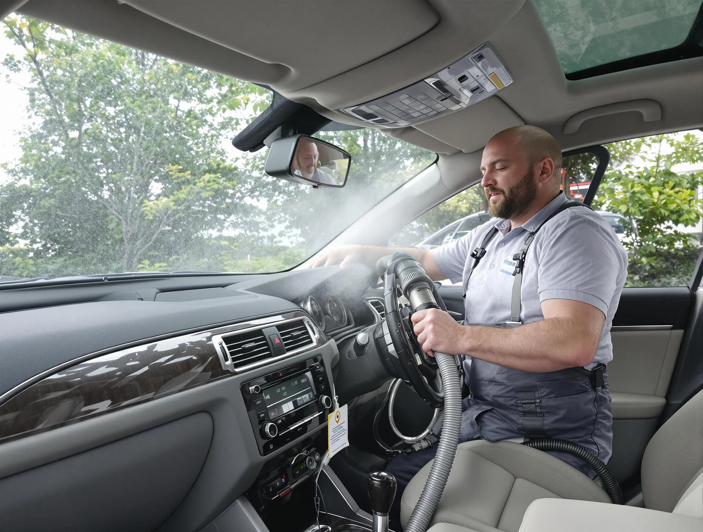 Lawrence Air Duct Cleaning specialist performing professional car duct cleaning in Lawrence