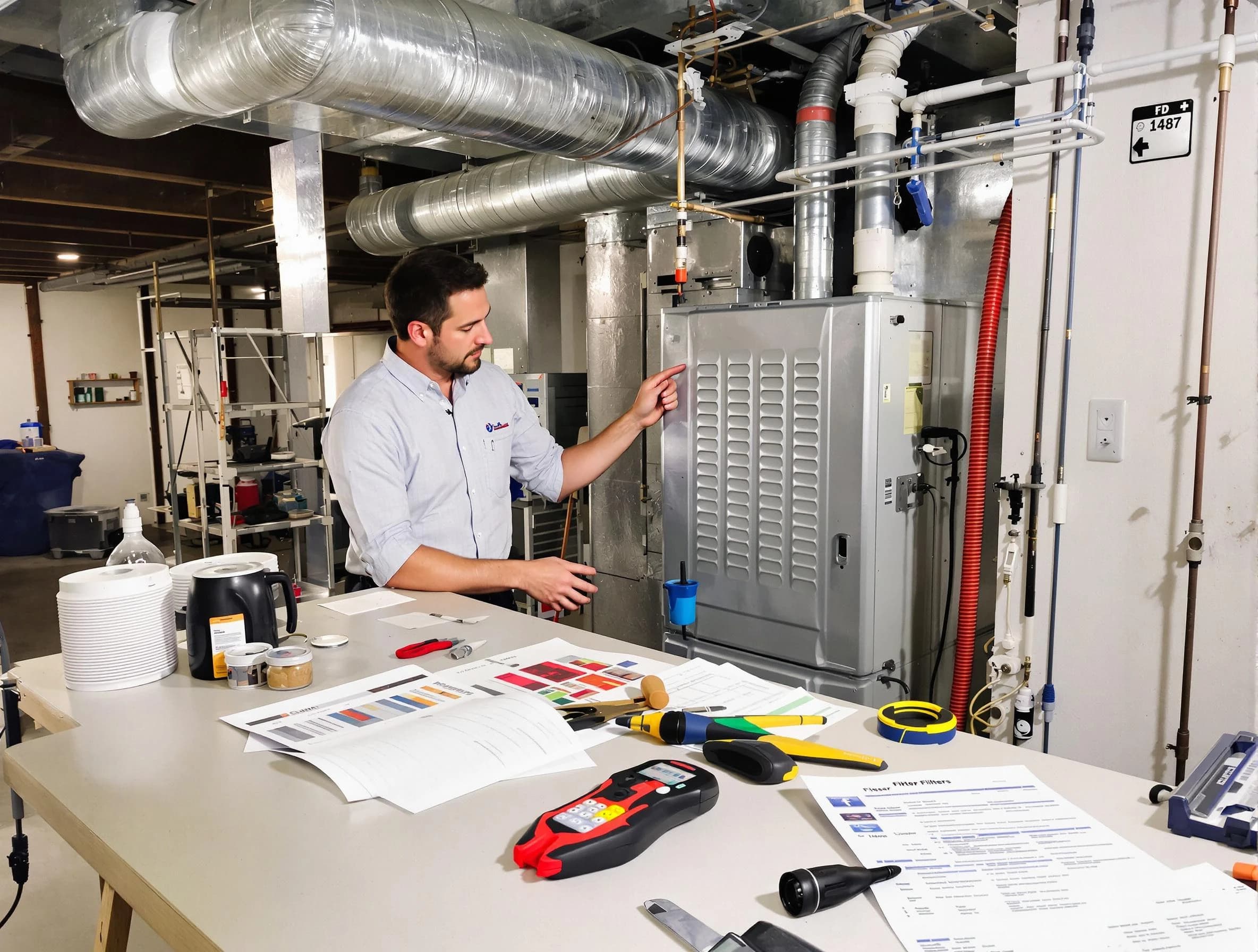 Lawrence Air Duct Cleaning inspector conducting detailed filter system evaluation using professional diagnostic tools in Lawrence