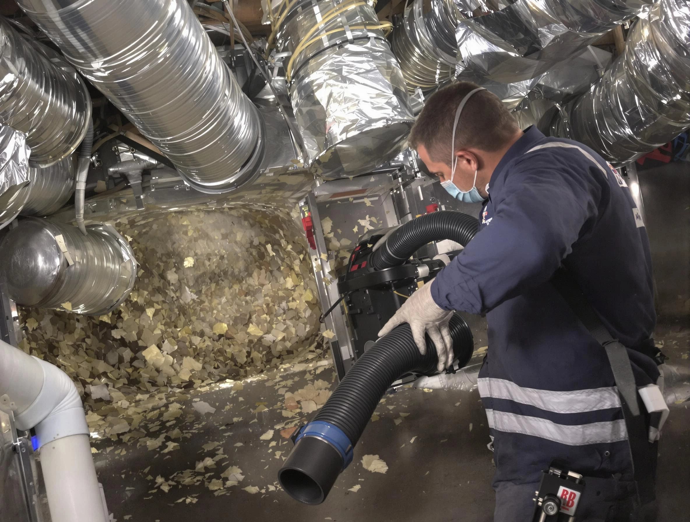 Lawrence Air Duct Cleaning specialist operating negative pressure cleaning equipment for thorough duct maintenance in Lawrence